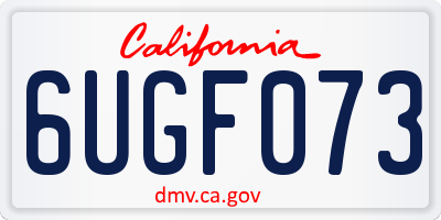 CA license plate 6UGF073