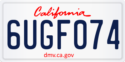 CA license plate 6UGF074
