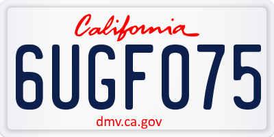 CA license plate 6UGF075