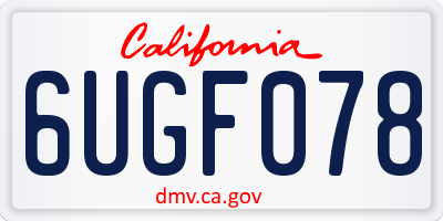 CA license plate 6UGF078