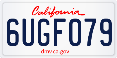 CA license plate 6UGF079