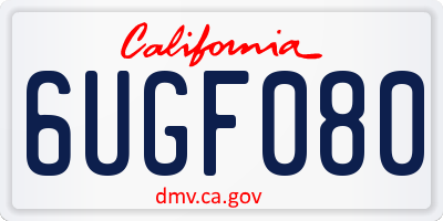 CA license plate 6UGF080
