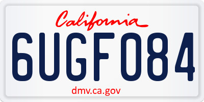 CA license plate 6UGF084