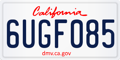 CA license plate 6UGF085