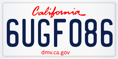 CA license plate 6UGF086