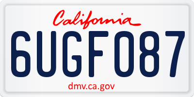 CA license plate 6UGF087