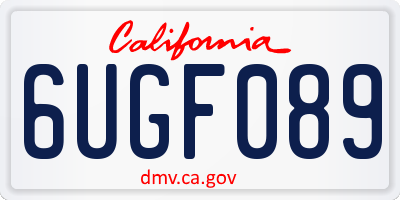 CA license plate 6UGF089