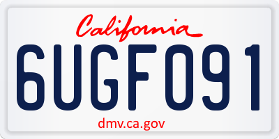 CA license plate 6UGF091