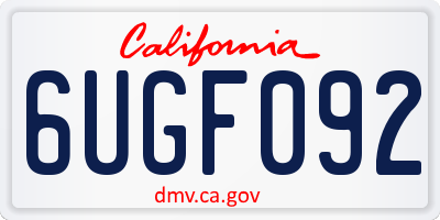 CA license plate 6UGF092