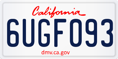 CA license plate 6UGF093