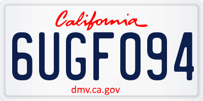 CA license plate 6UGF094