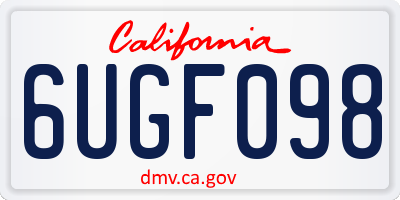 CA license plate 6UGF098