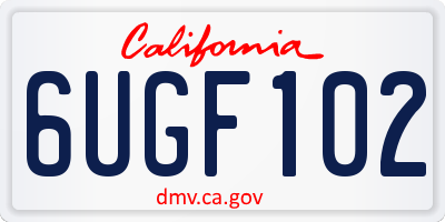 CA license plate 6UGF102