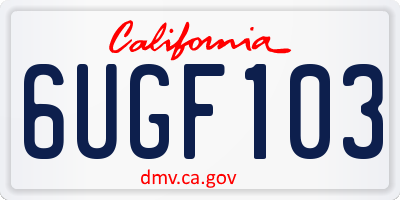 CA license plate 6UGF103