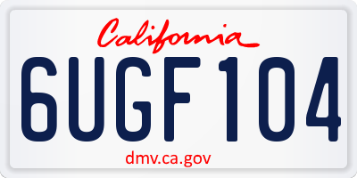 CA license plate 6UGF104