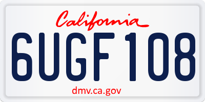 CA license plate 6UGF108