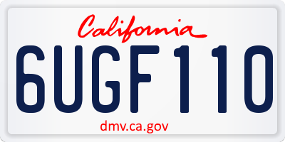 CA license plate 6UGF110