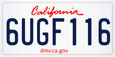 CA license plate 6UGF116