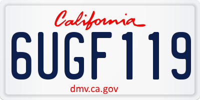 CA license plate 6UGF119