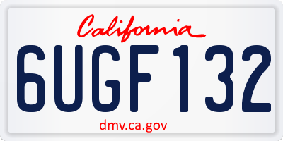 CA license plate 6UGF132