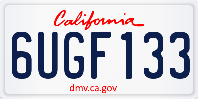 CA license plate 6UGF133