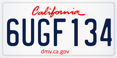 CA license plate 6UGF134
