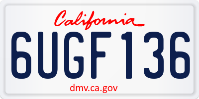 CA license plate 6UGF136