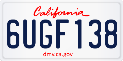 CA license plate 6UGF138