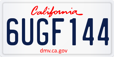 CA license plate 6UGF144