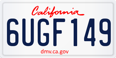CA license plate 6UGF149