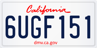 CA license plate 6UGF151