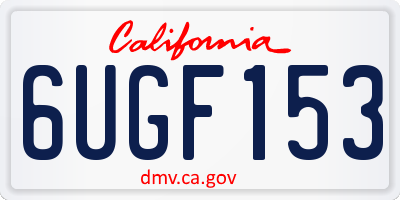 CA license plate 6UGF153