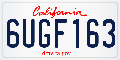 CA license plate 6UGF163