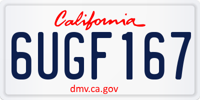 CA license plate 6UGF167