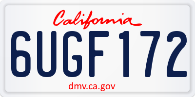 CA license plate 6UGF172