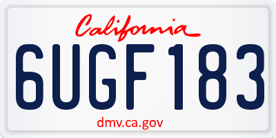 CA license plate 6UGF183