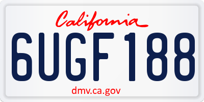 CA license plate 6UGF188