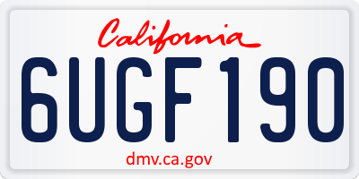 CA license plate 6UGF190