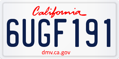 CA license plate 6UGF191