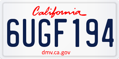 CA license plate 6UGF194