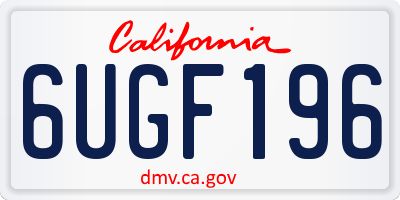 CA license plate 6UGF196