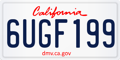 CA license plate 6UGF199