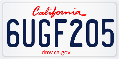 CA license plate 6UGF205