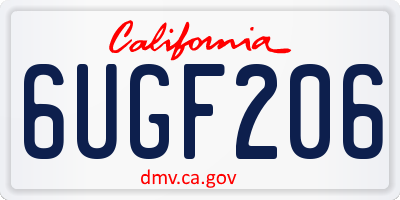 CA license plate 6UGF206