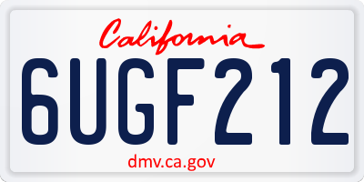 CA license plate 6UGF212