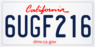 CA license plate 6UGF216