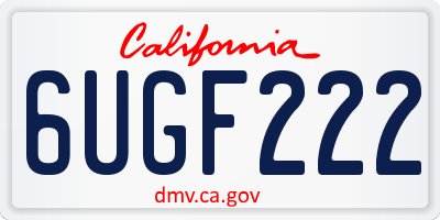 CA license plate 6UGF222