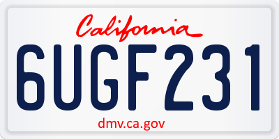 CA license plate 6UGF231