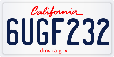 CA license plate 6UGF232