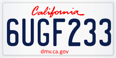 CA license plate 6UGF233
